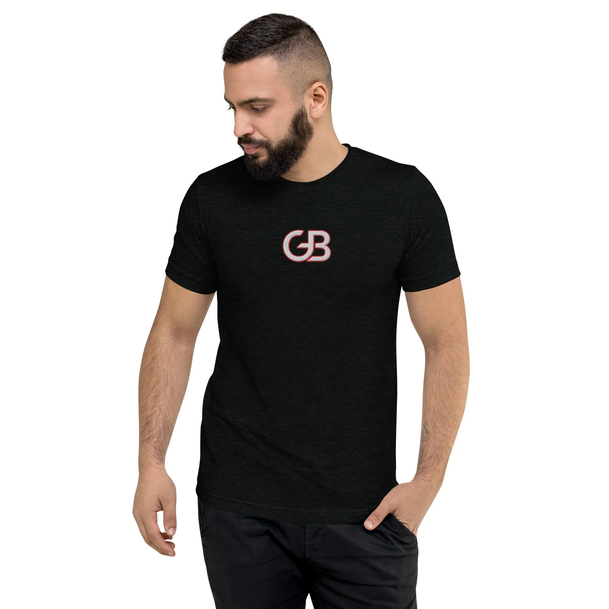 Gerald Black Tri-blend Short-Sleeve Statement T-shirt for Men and Women