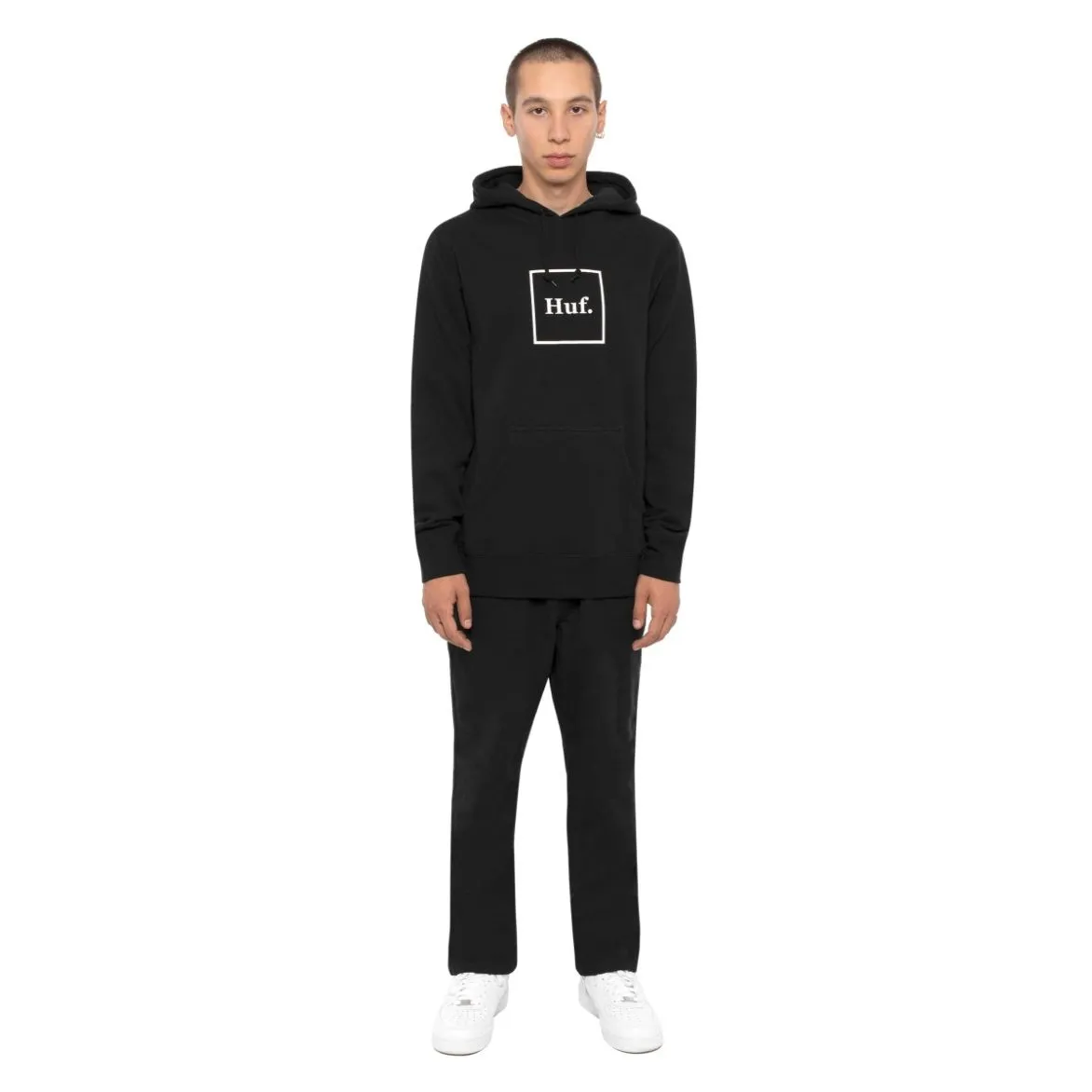 HUF ESSENTIALS BOX LOGO P/O HOODIE // BLACK