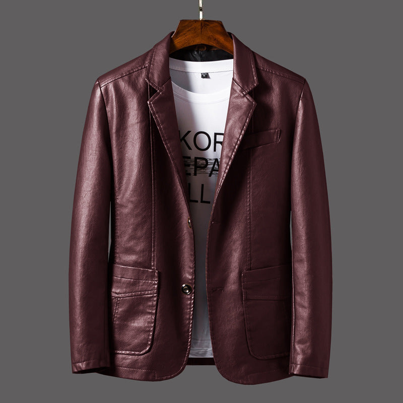 INSTOCK - Men's casual PU leather slim motorcycle jacket.