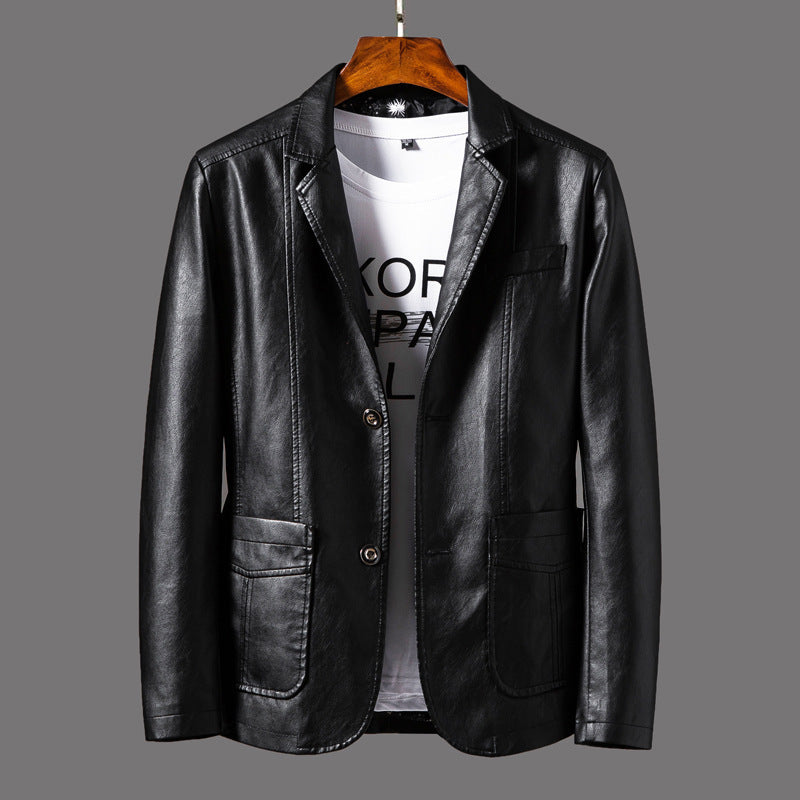 INSTOCK - Men's casual PU leather slim motorcycle jacket.