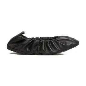 JIGSAW Foldable Leather Ballerina Flats - Black