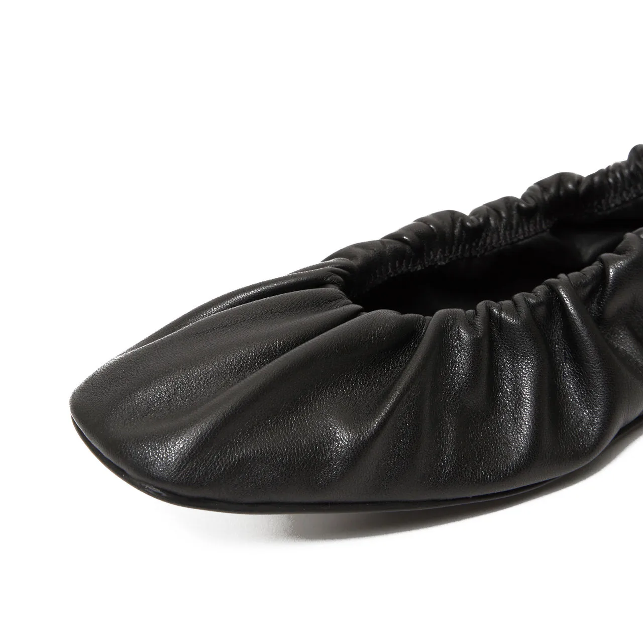 JIGSAW Foldable Leather Ballerina Flats - Black