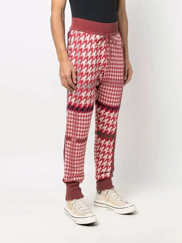 Knit jogger pants men's David houndstooth red 38020004 C0003