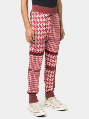 Knit jogger pants men's David houndstooth red 38020004 C0003