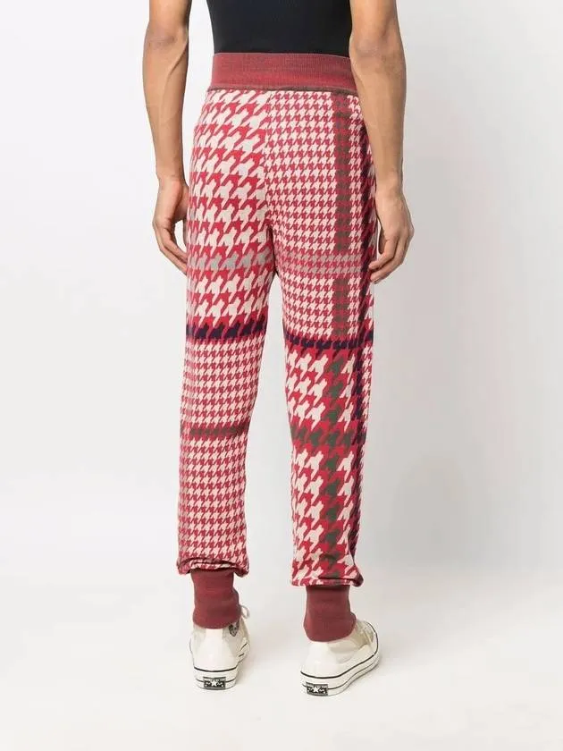 Knit jogger pants men's David houndstooth red 38020004 C0003