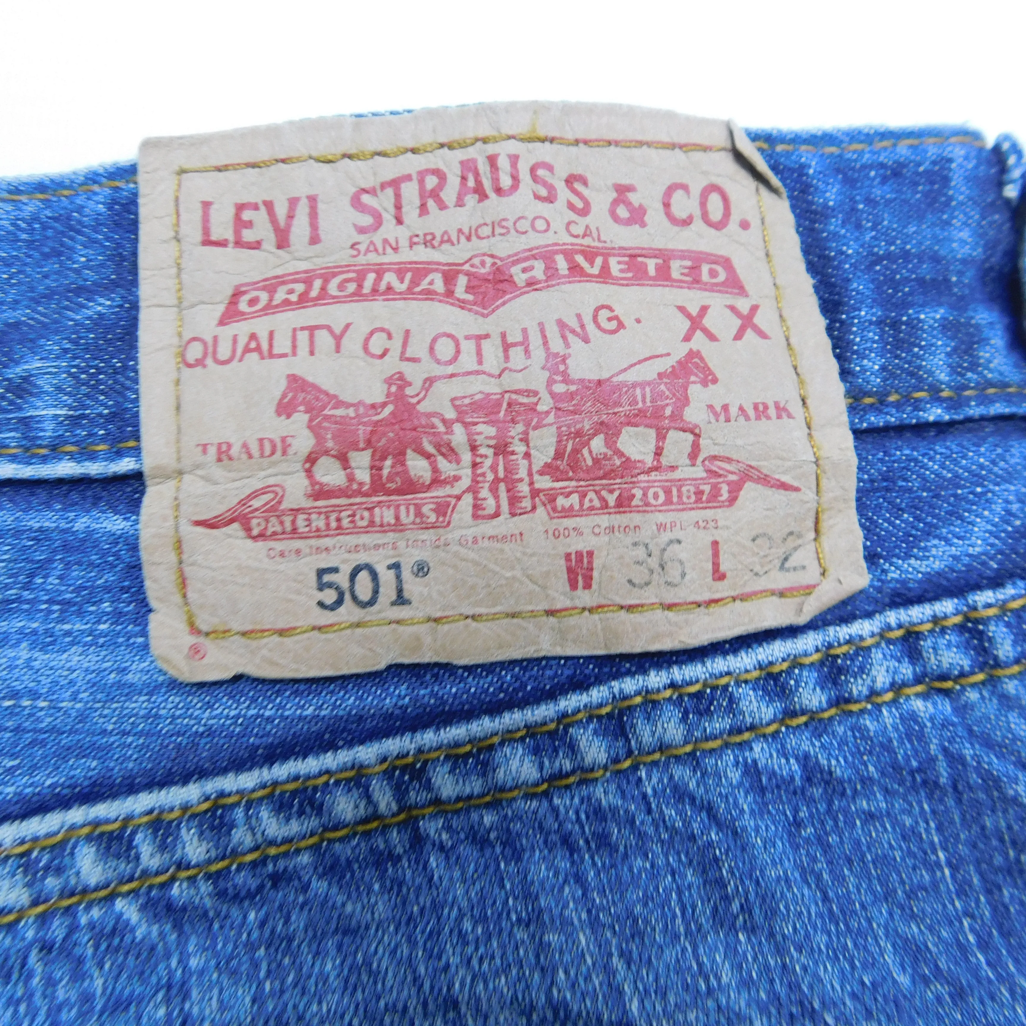 Levi's 501 Distressed Blue Jeans