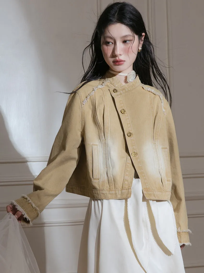 Mao Collar Fringe Short Jacket