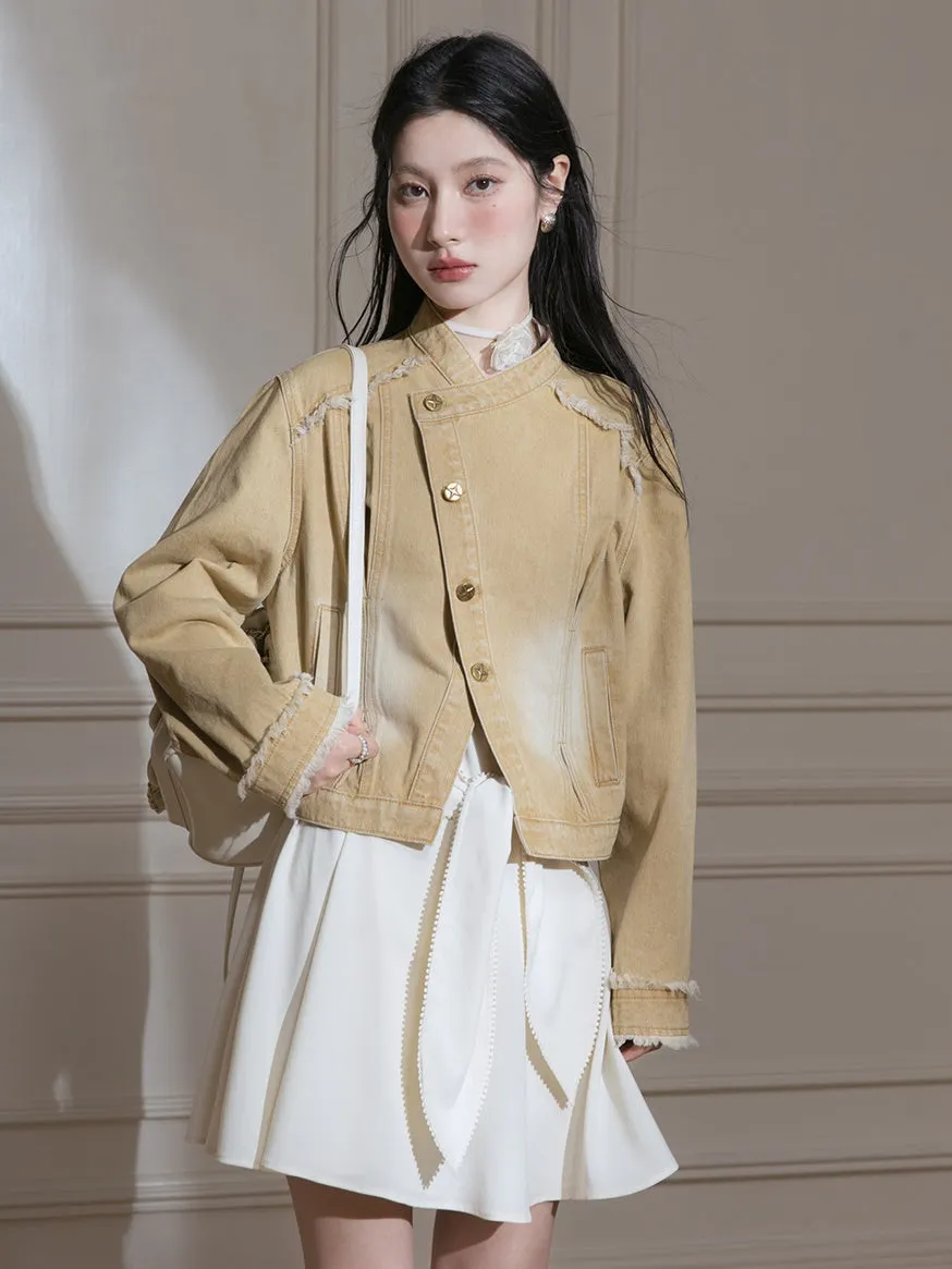 Mao Collar Fringe Short Jacket