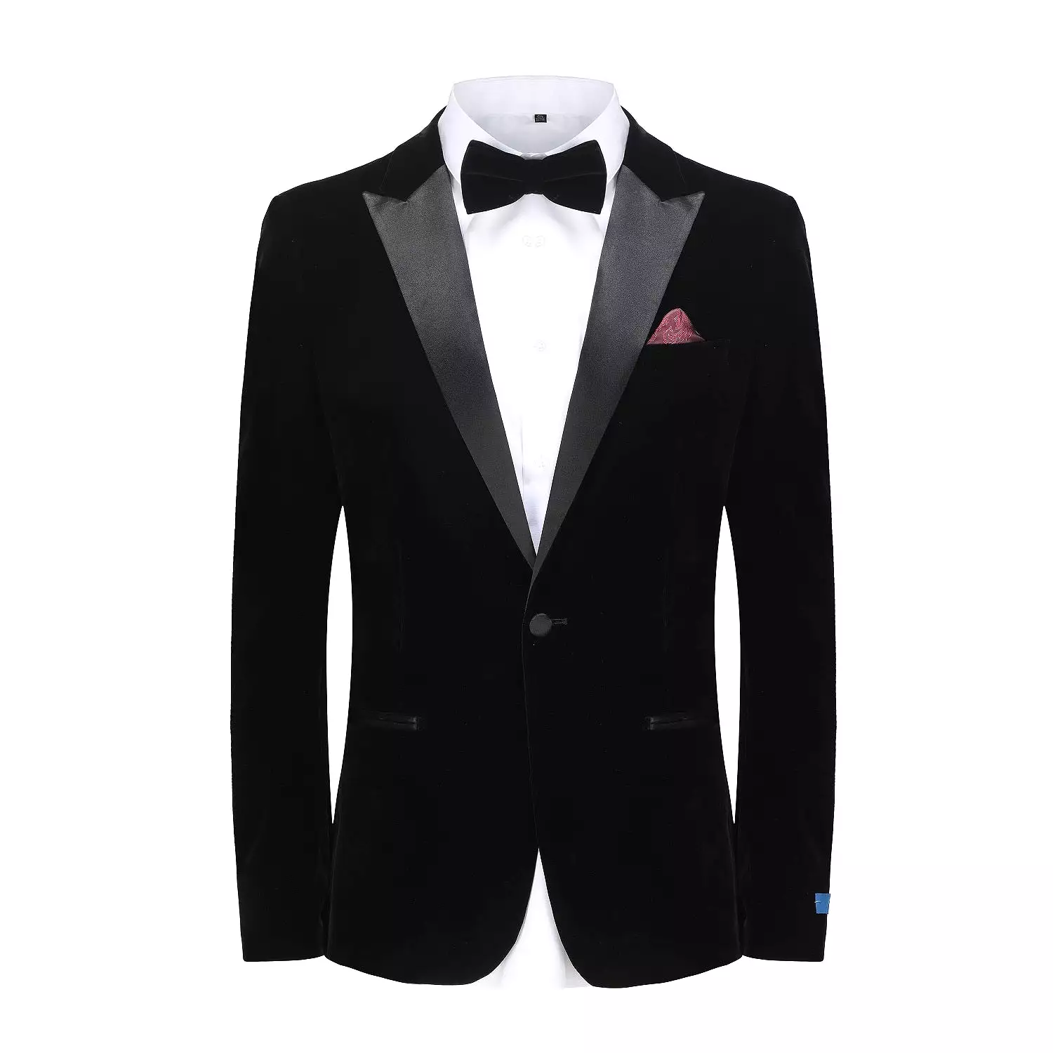 Men's 2-Piece Velvet Birdseye Lapel Slim-Fit Tuxedo With Performance Stretch Pants & Bow Tie