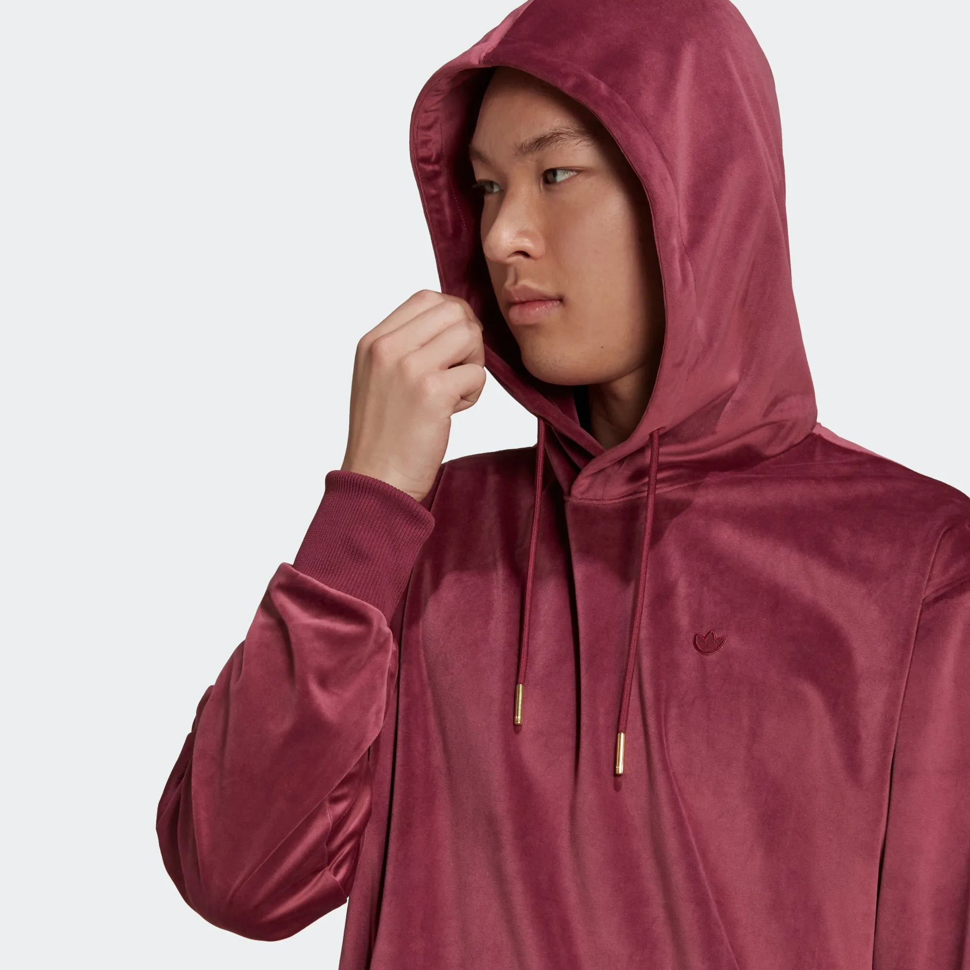 Men’s adidas Originals Adicolor Velour Hoodie Burgundy