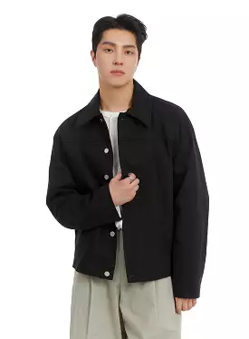 Men's Basic Cotton Collar Buttoned Jacket IA401