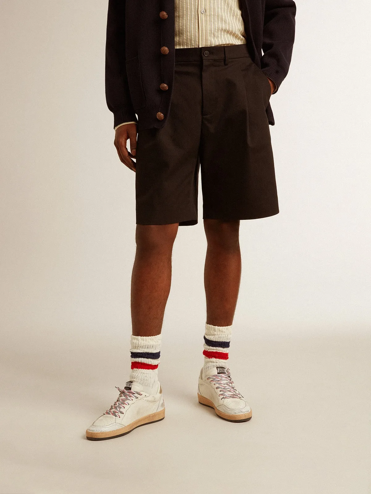 Men's Bermuda shorts in black cotton