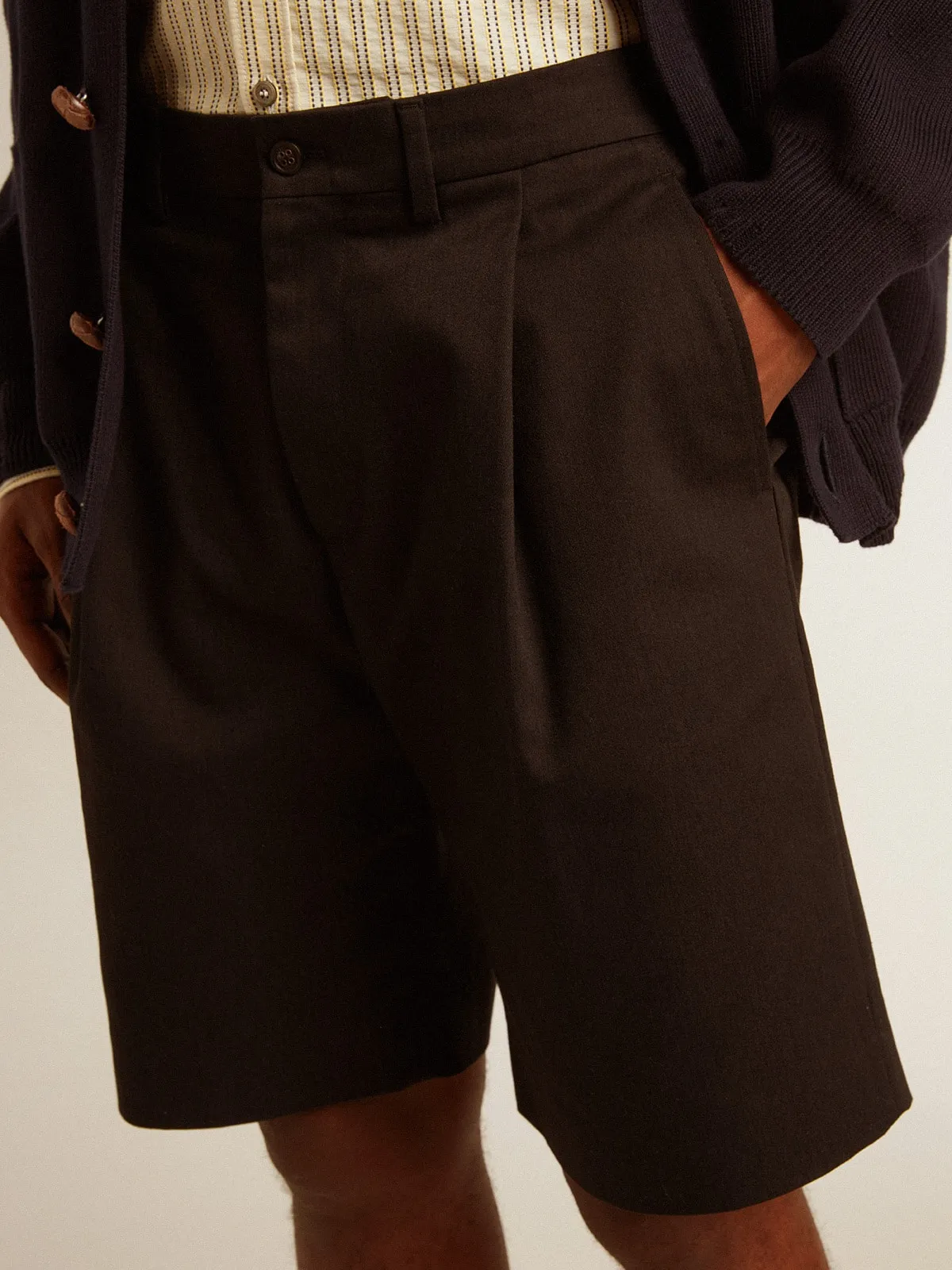 Men's Bermuda shorts in black cotton