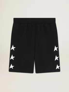 Men's black bermuda shorts with white stars