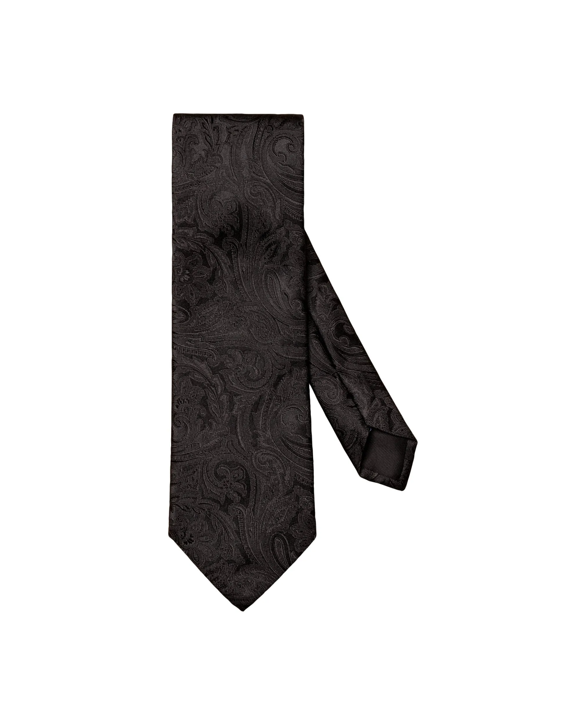 Mens Black Jacquard Paisley Silk Tie