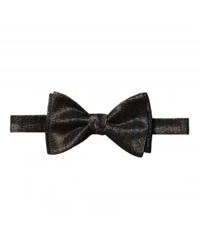 Mens Black Striped Silk Bow Tie