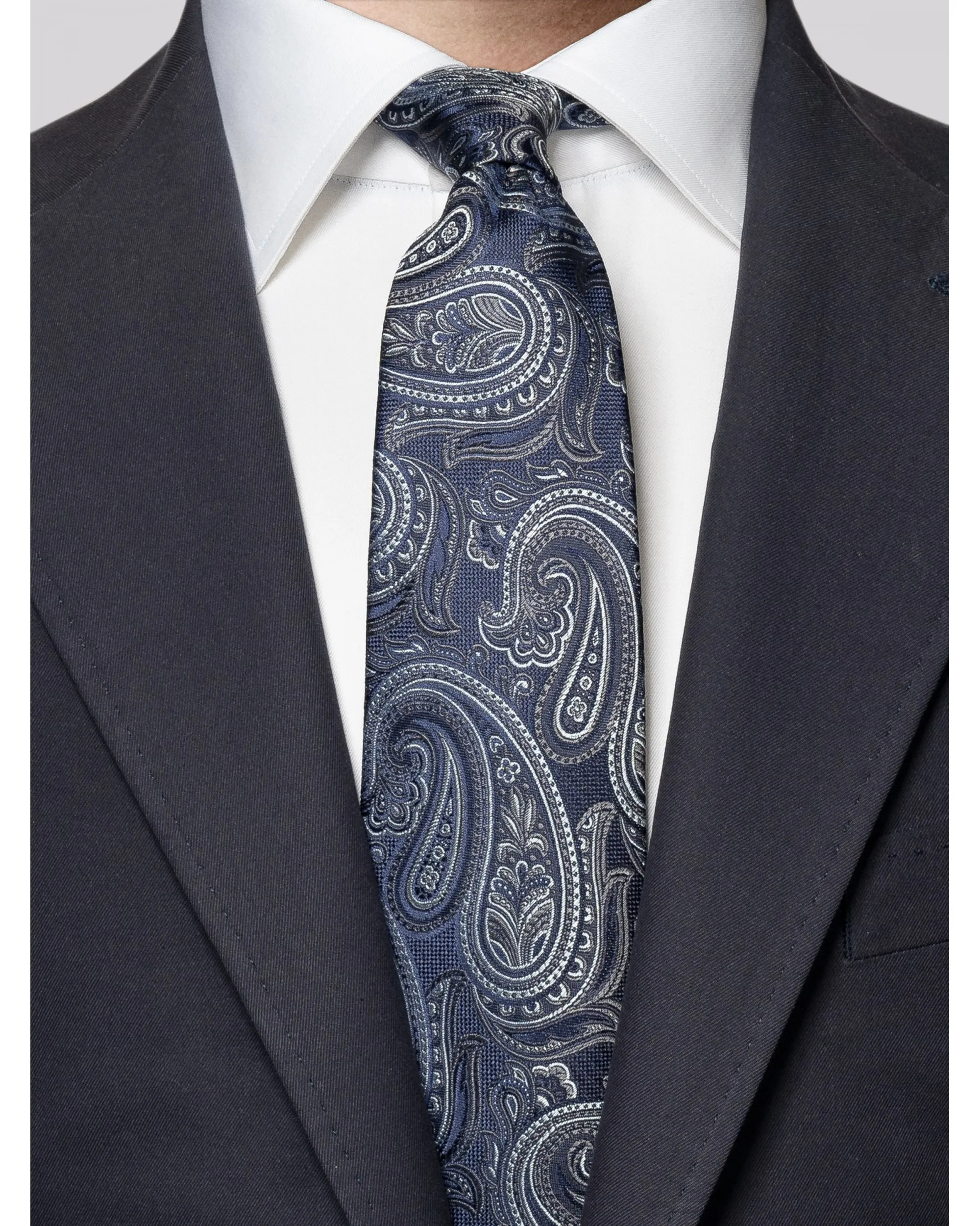 Mens Blue Jacquard Paisley Silk Tie