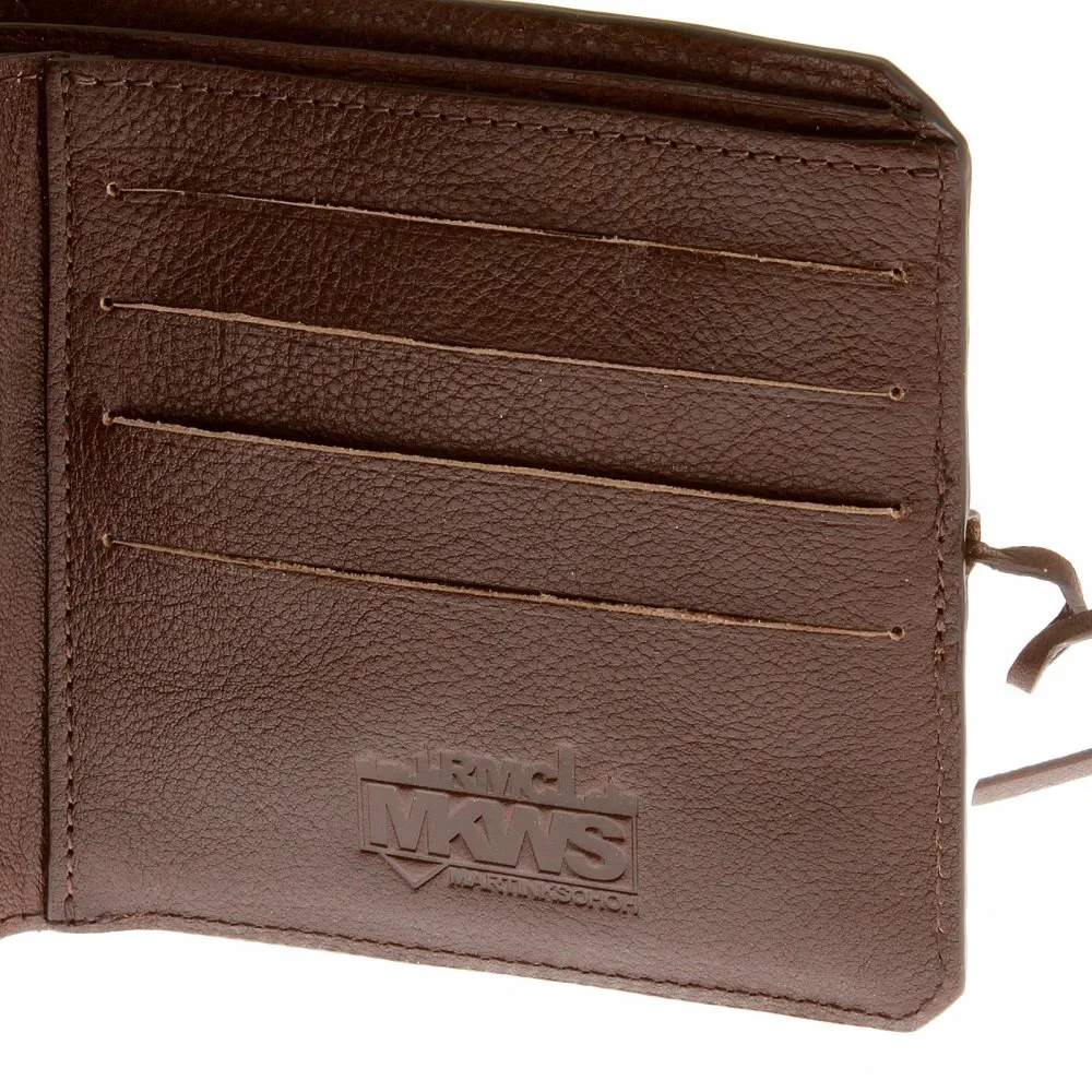 Mens Brown Grain Leather Wallet with Shoe Lace Tie Closure