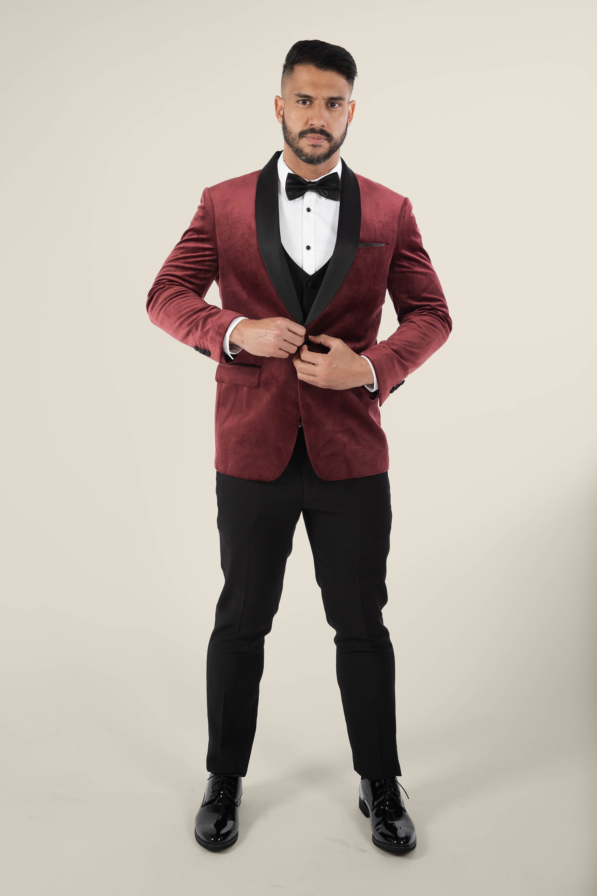 Men's Burgundy Velvet Tuxedo Jacket