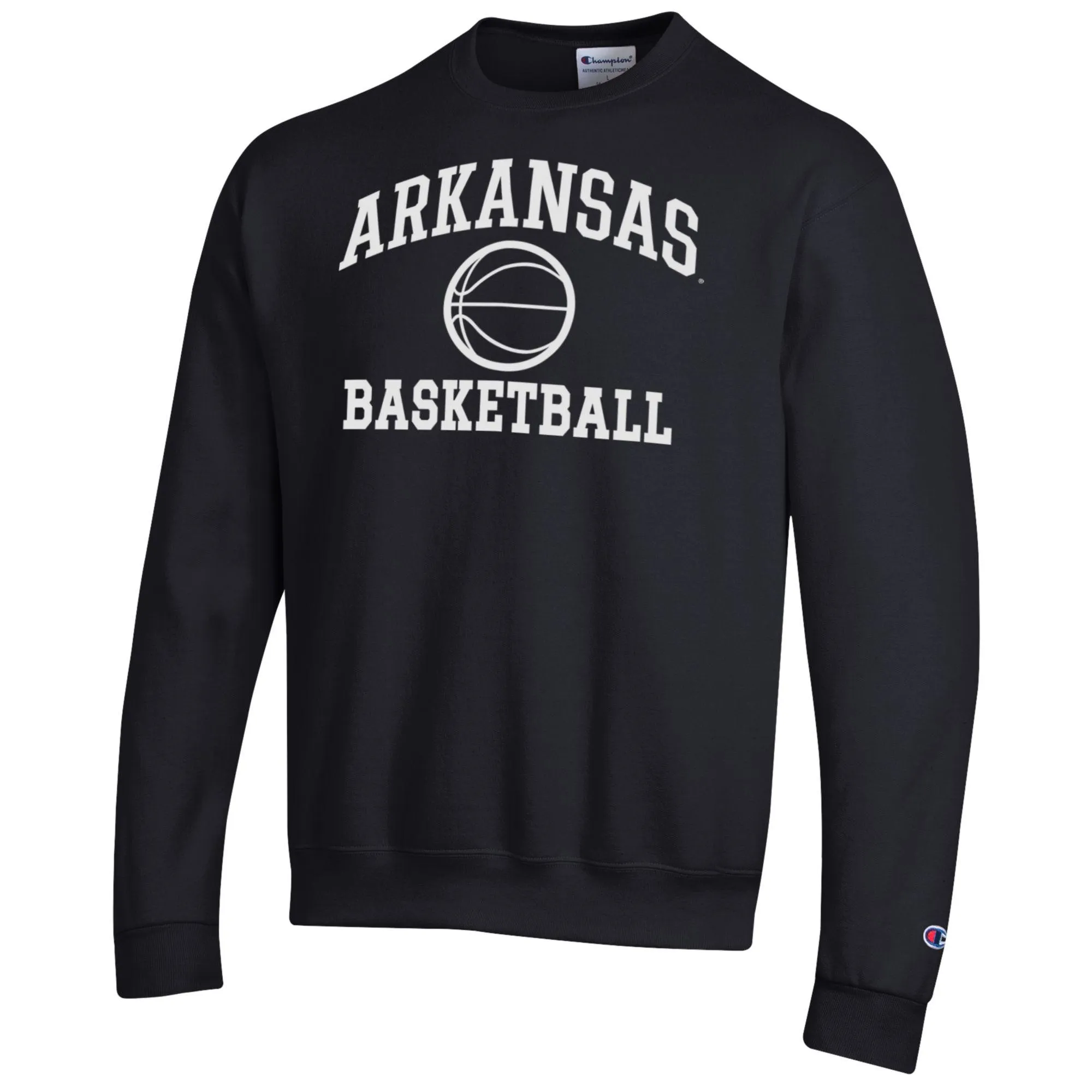 Men's Champion Black Arkansas Razorbacks Basketball Icon Pullover Crewneck Sweatshirt