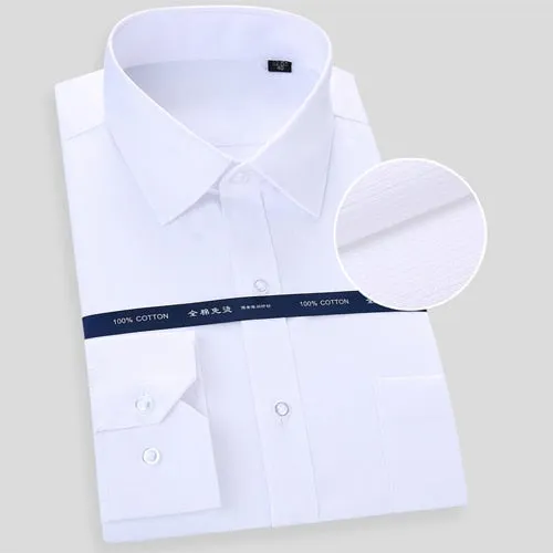 Men's Classic Formal Single Pocket Regular-fit Long Sleeve Office Shirt