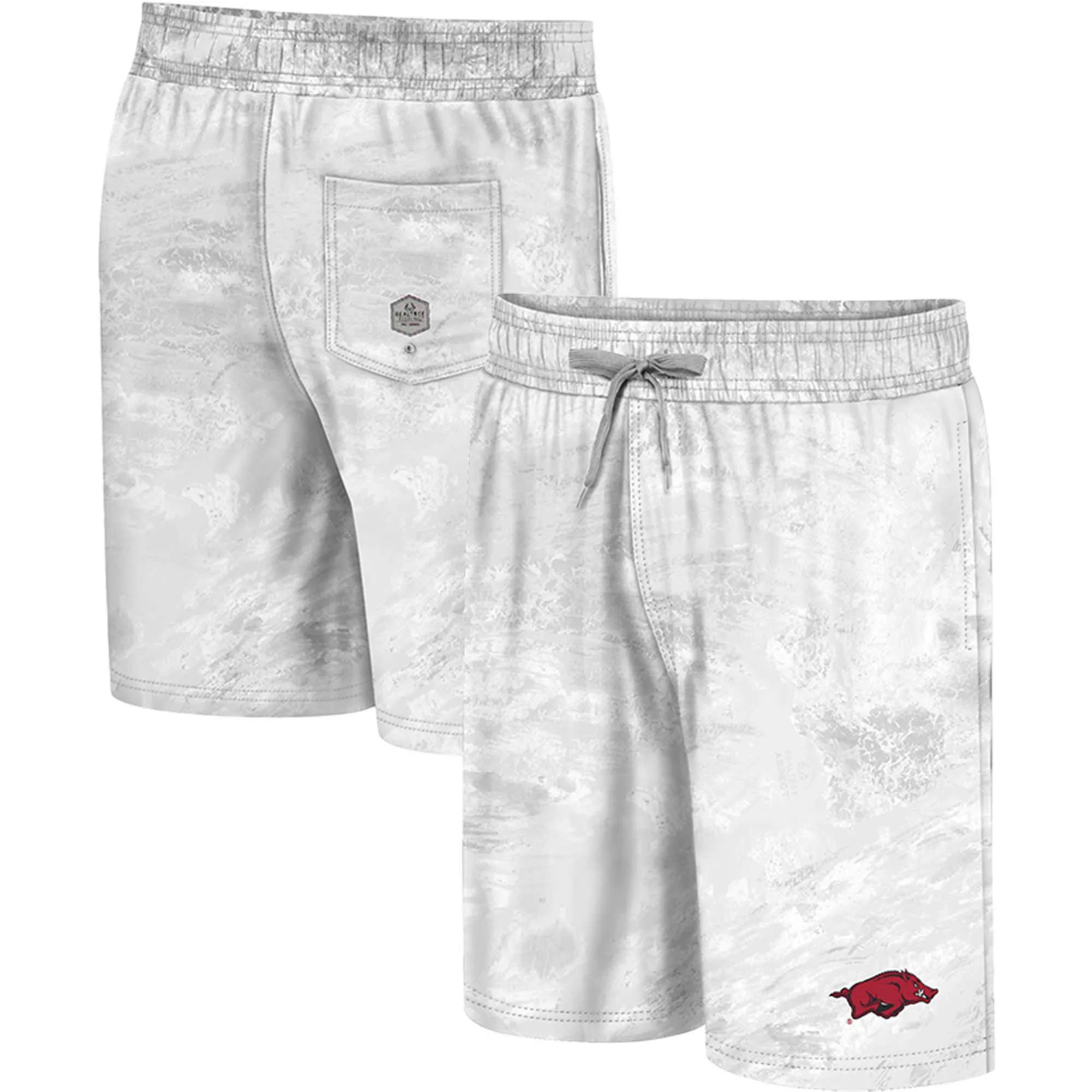 Men's Colosseum White Arkansas Razorbacks Realtree Aspect Ohana Swim Shorts