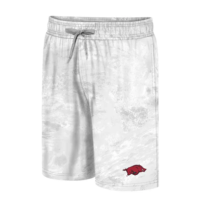 Men's Colosseum White Arkansas Razorbacks Realtree Aspect Ohana Swim Shorts