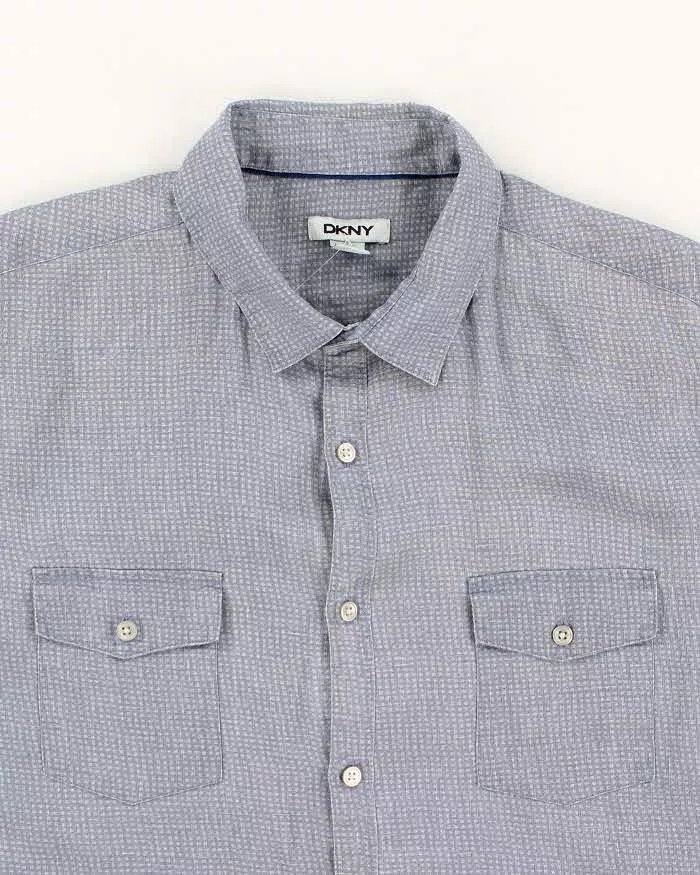 Men's DKNY Blue Checked Button Up Shirt - M