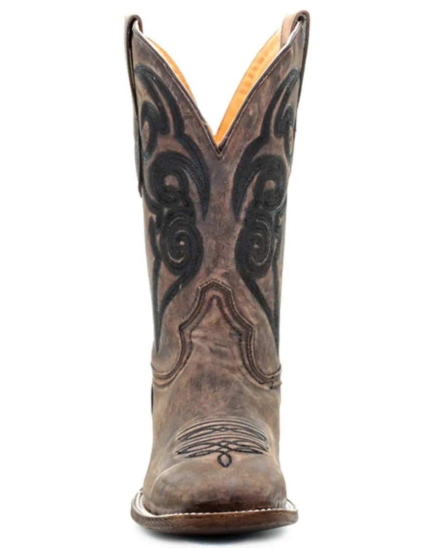 Men's Embroidered Boots - Brown