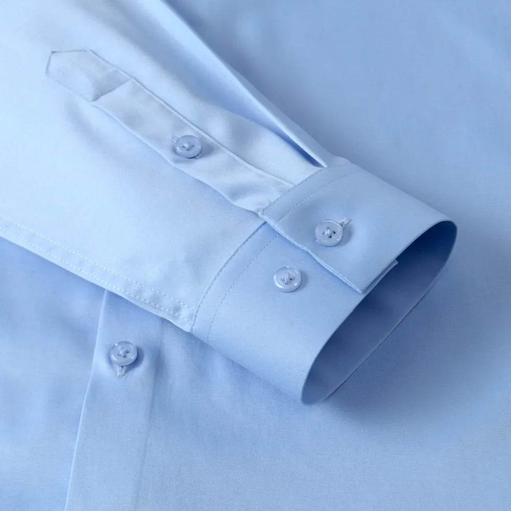 Men's Light Blue Free Stretchy Pocketless Business Long Sleeve Shirts