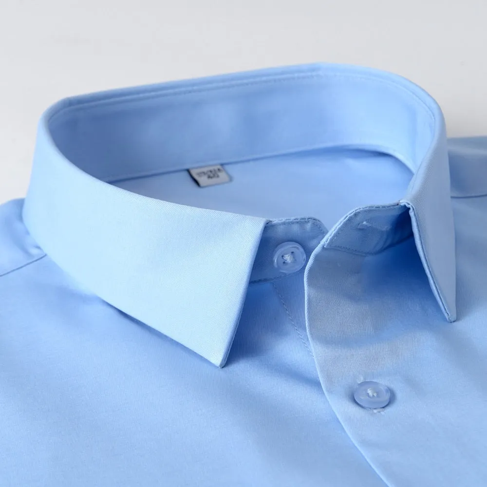 Men's Light Blue Free Stretchy Pocketless Business Long Sleeve Shirts