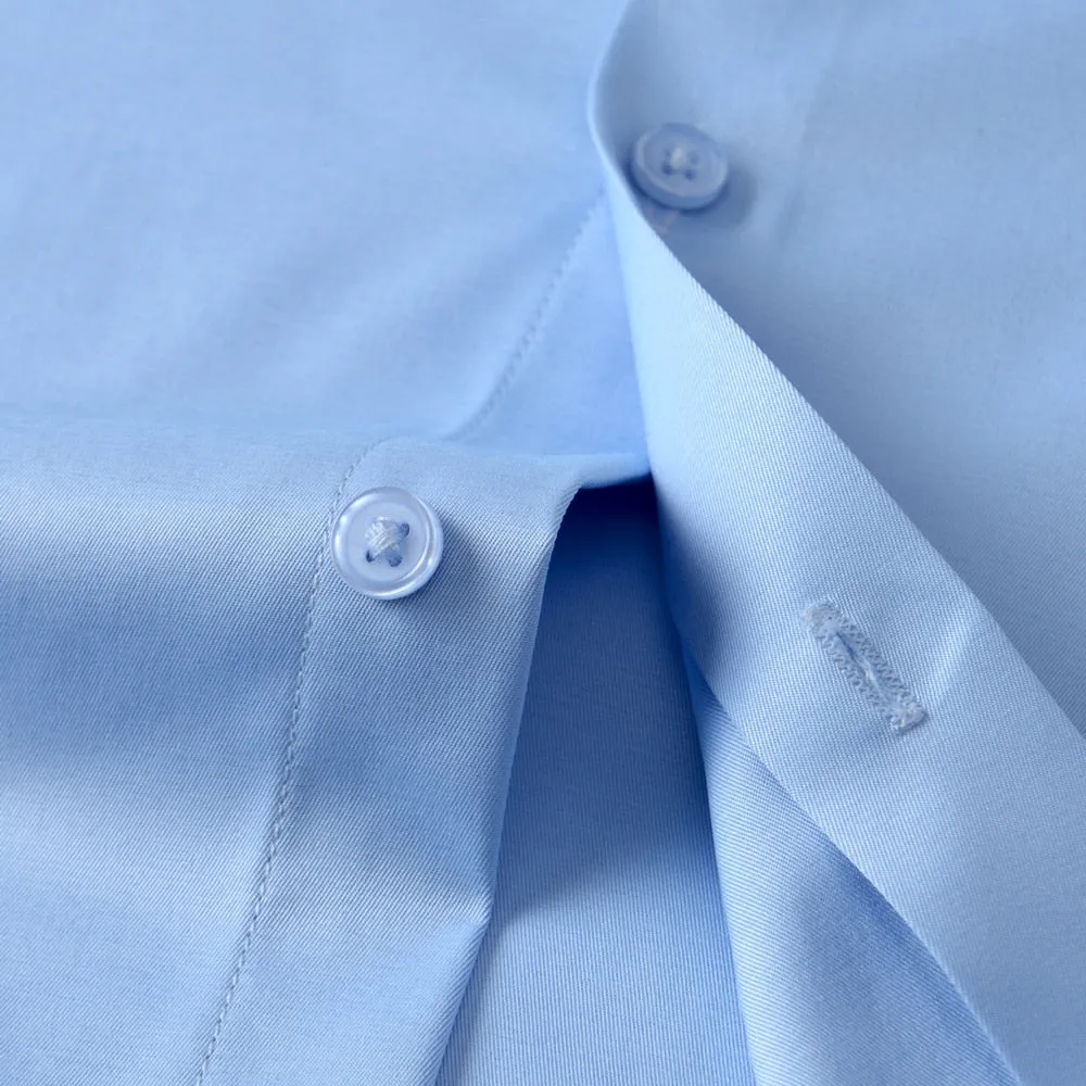 Men's Light Blue Free Stretchy Pocketless Business Long Sleeve Shirts