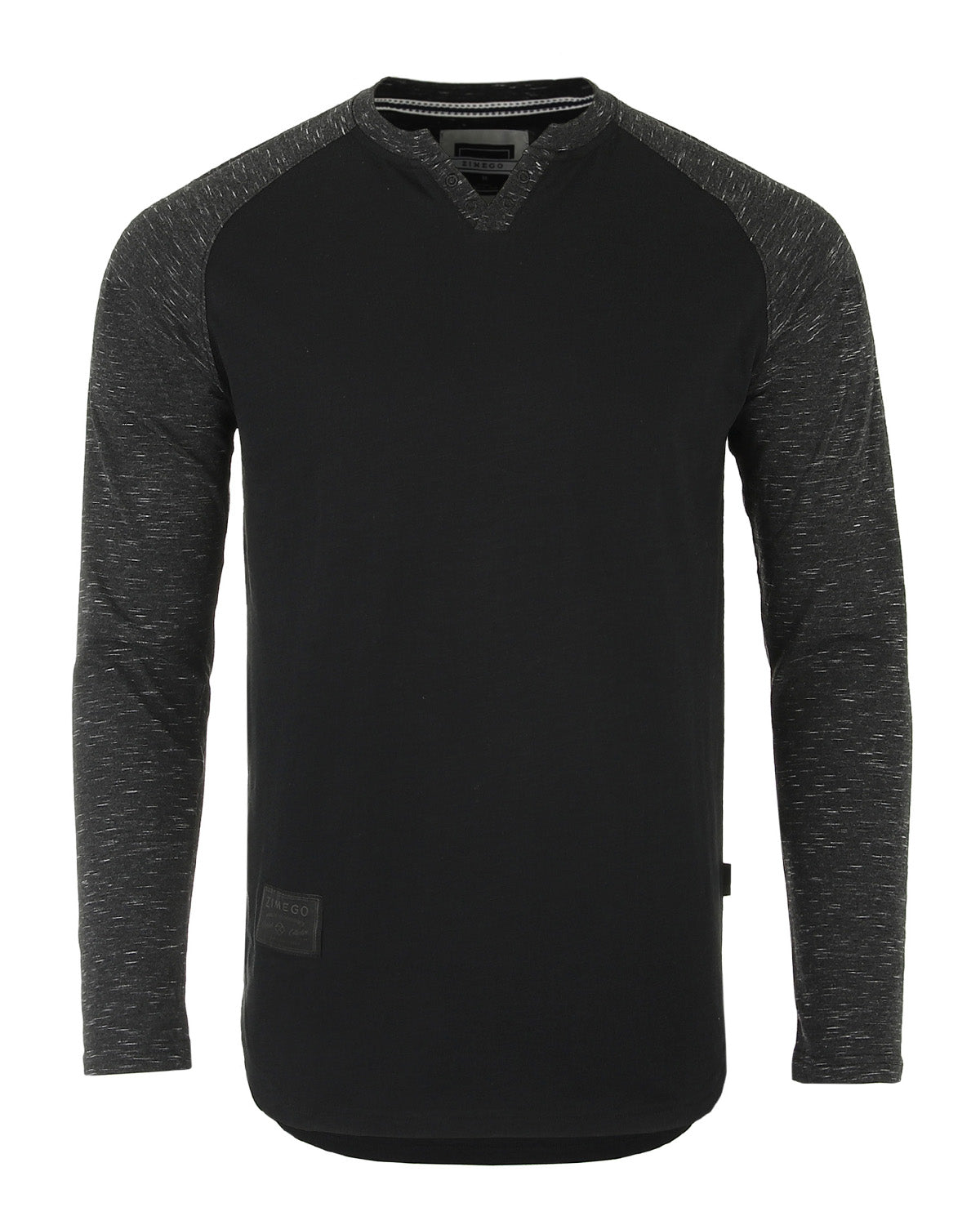 Men's Long Sleeve Color Block Raglan V-Neck Henley