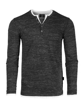 Men's Long Sleeve Double Layered Y-Neck Fashion Henley