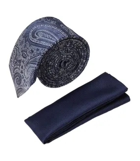 Mens paisley twill tie & pocket square set one size navy Burton