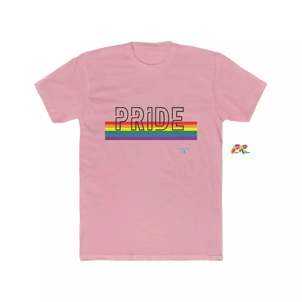 Men's Pride w Rainbow Lines Cotton Crew T-Shirt