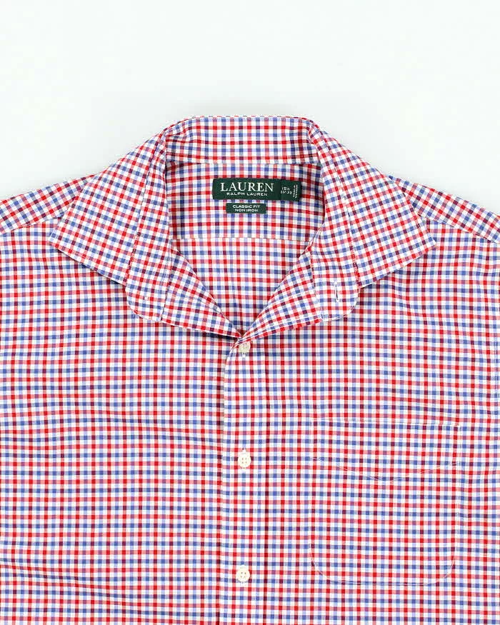 Men's Ralph Lauren Blue And Red Checked Button Up Shirt - M