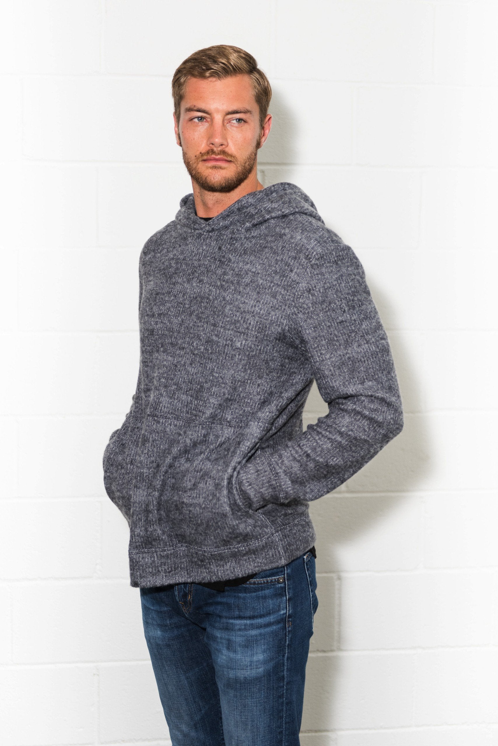 Men's Soft Knit Melange Pullover Hoodie