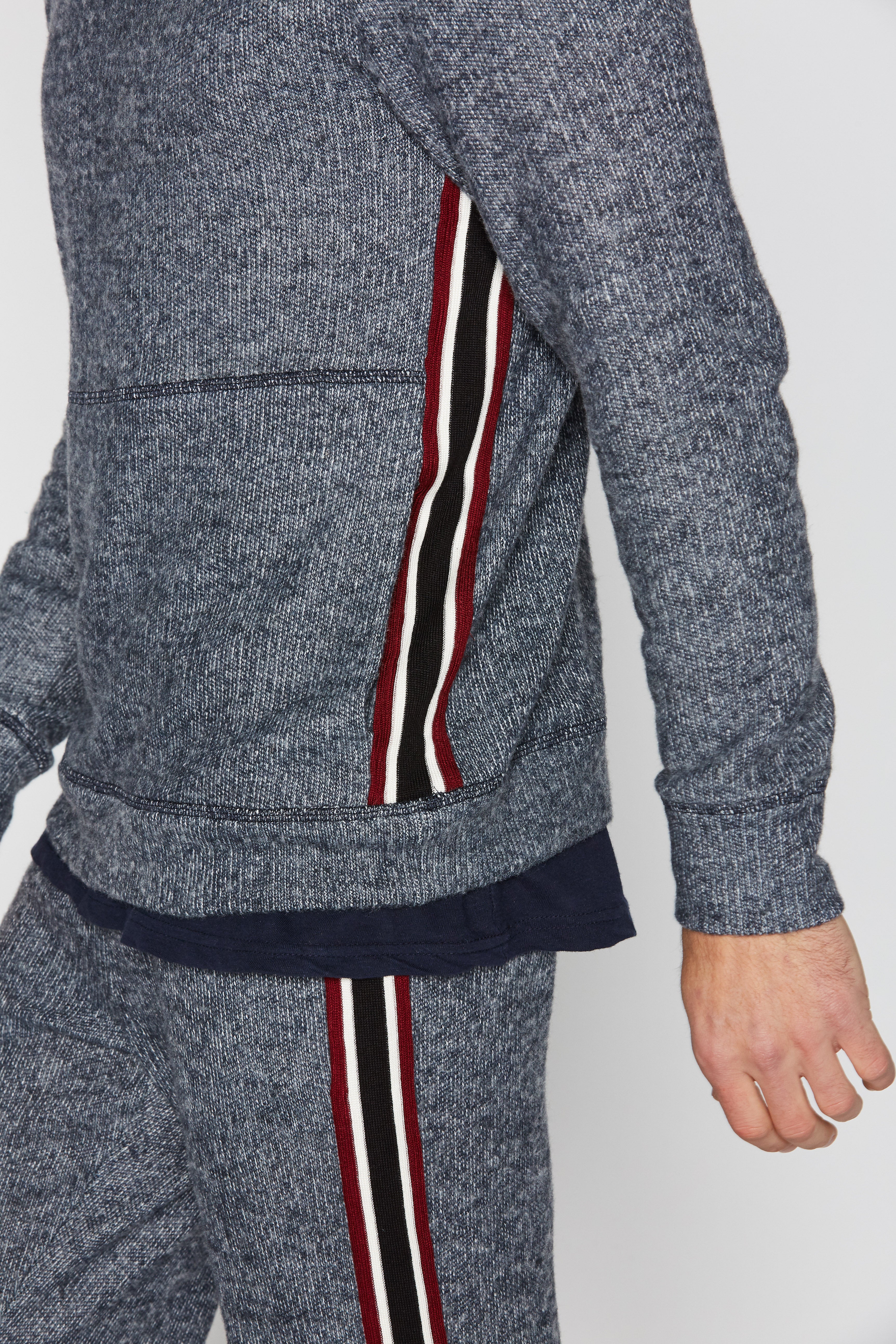 Men's Soft Knit Melange Side Stripe Hoodie