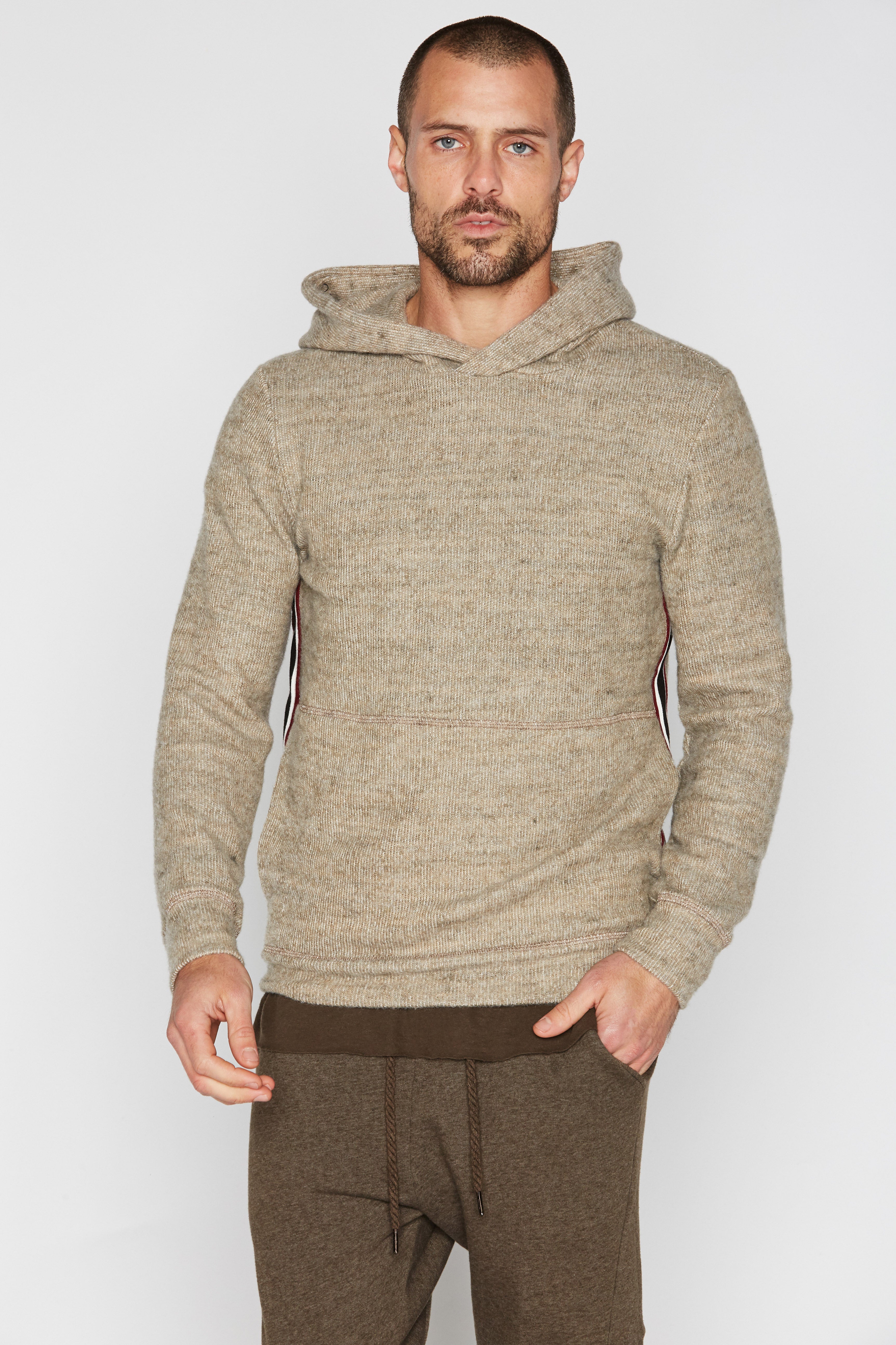 Men's Soft Knit Melange Side Stripe Hoodie