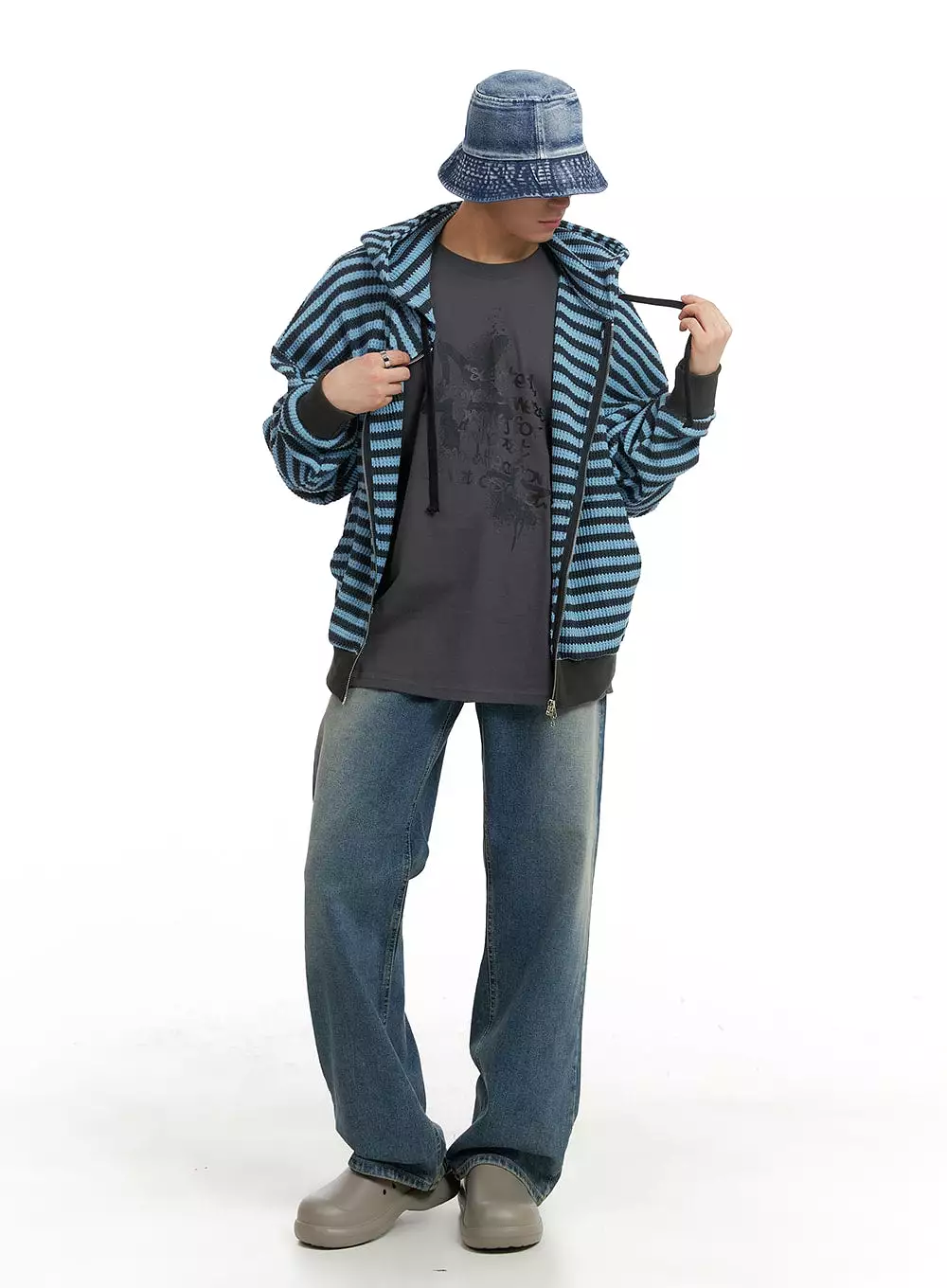 Men's Striped Hoodie Jacket IA401