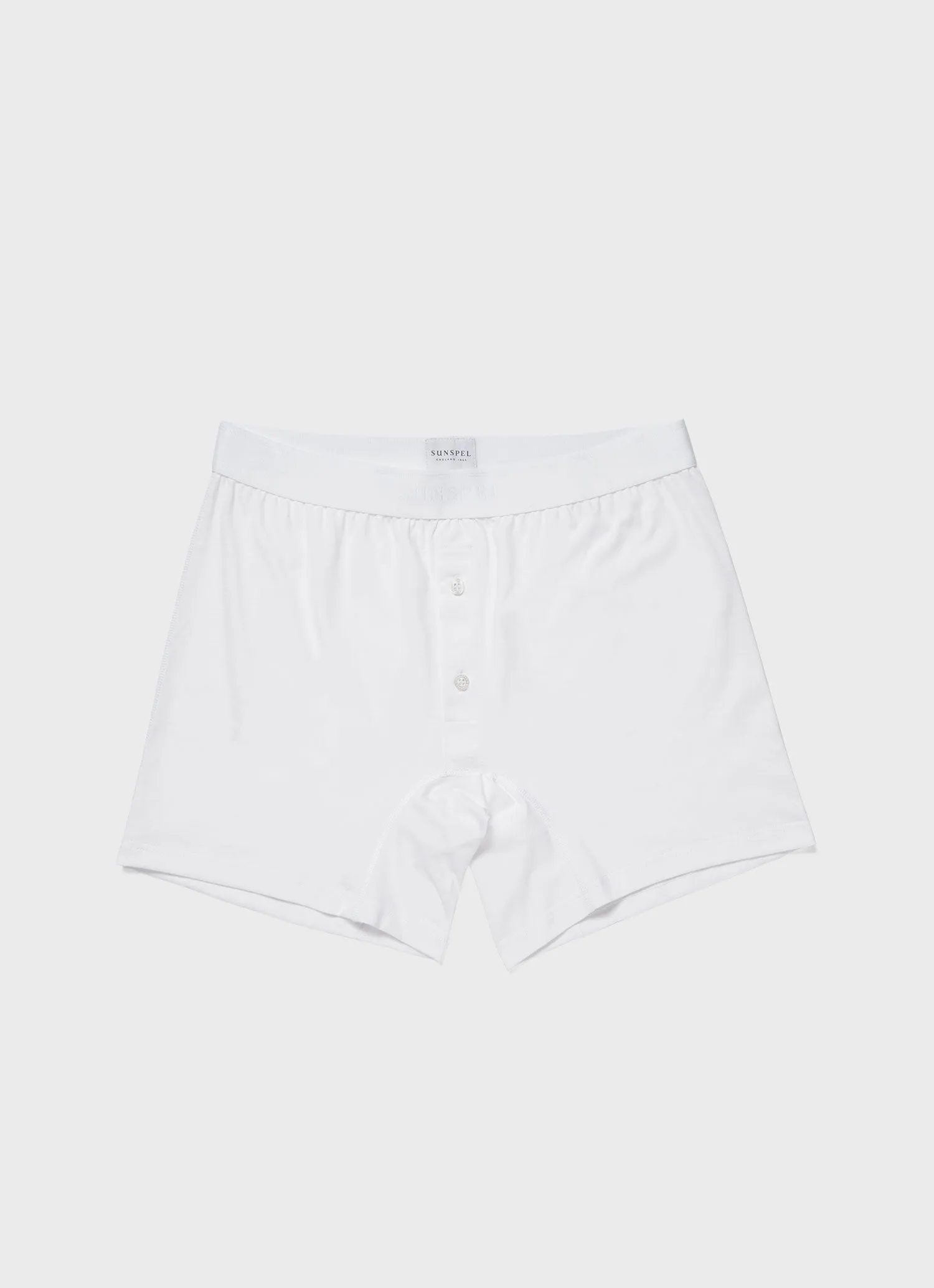 Men's Superfine Cotton Two-Button Shorts in White