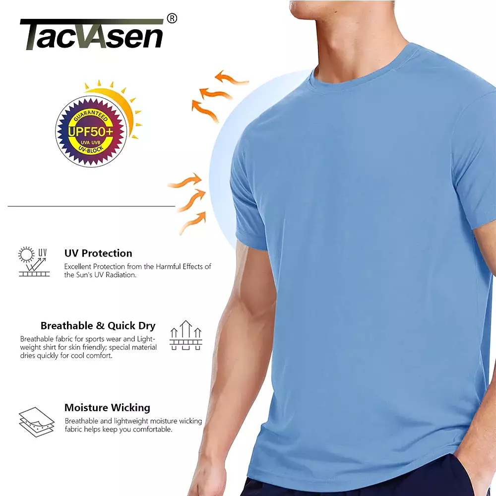 Mens UPF 50+ Soft Summer T-shirts Men's Anti-UV Skin Sun Protection Performance Shirts Gym Sports Casual Fishing Tee Tops