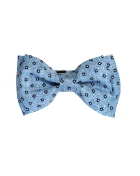 Mens Vintage Pale Blue Flower Pattern Bow Tie