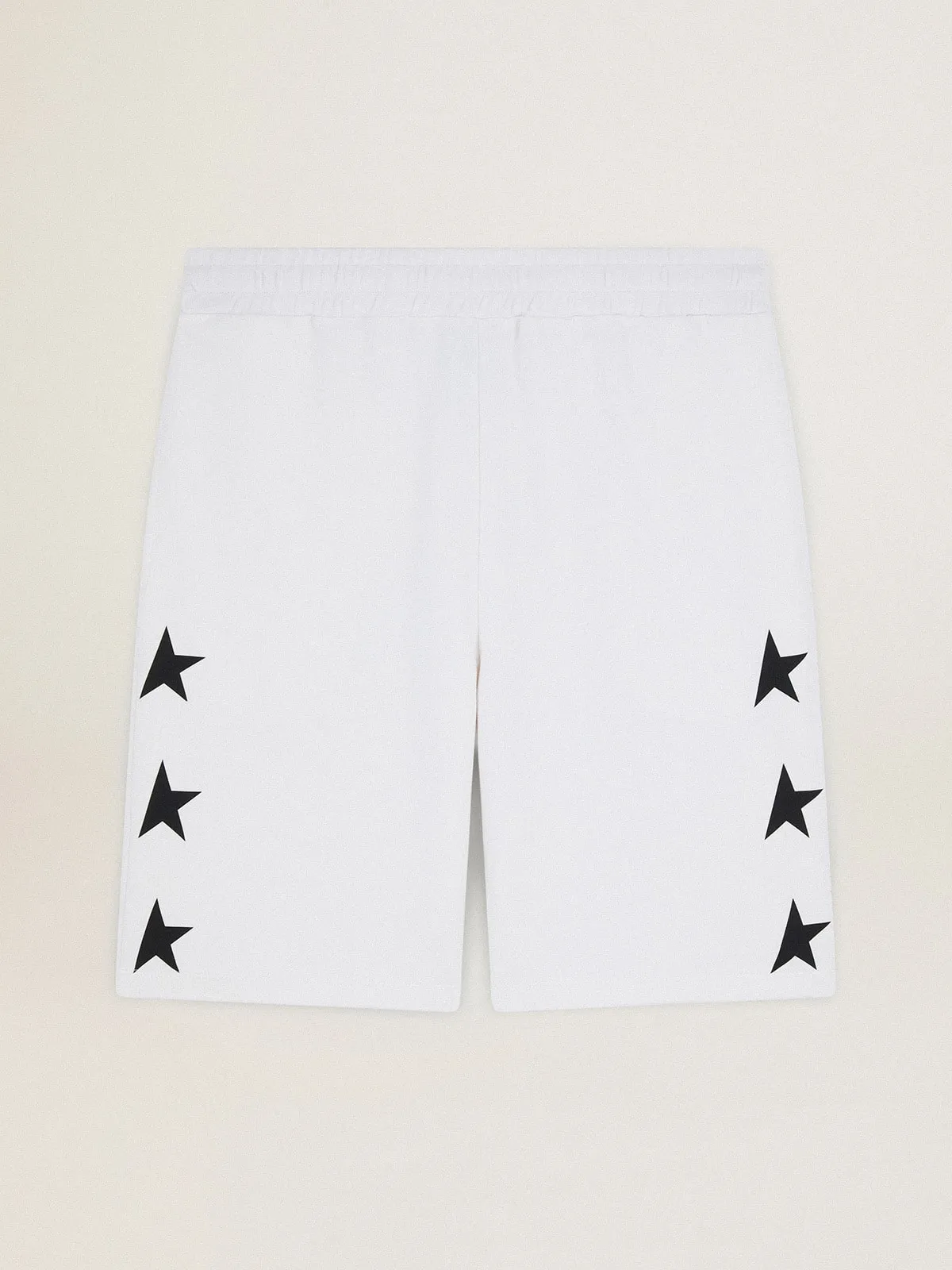 Men's vintage white bermuda shorts with contrasting black stars