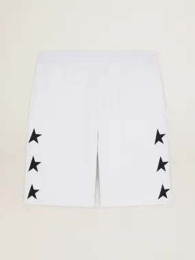 Men's vintage white bermuda shorts with contrasting black stars