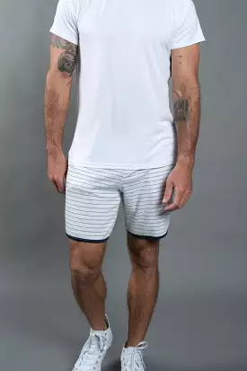 Men's White & Navy Thin Stripe O.S.B. Shorts