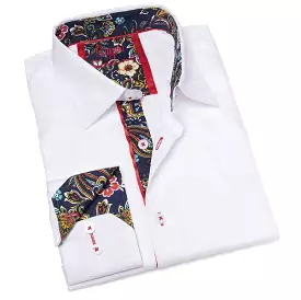 Men's White Patterned Dress Shirt