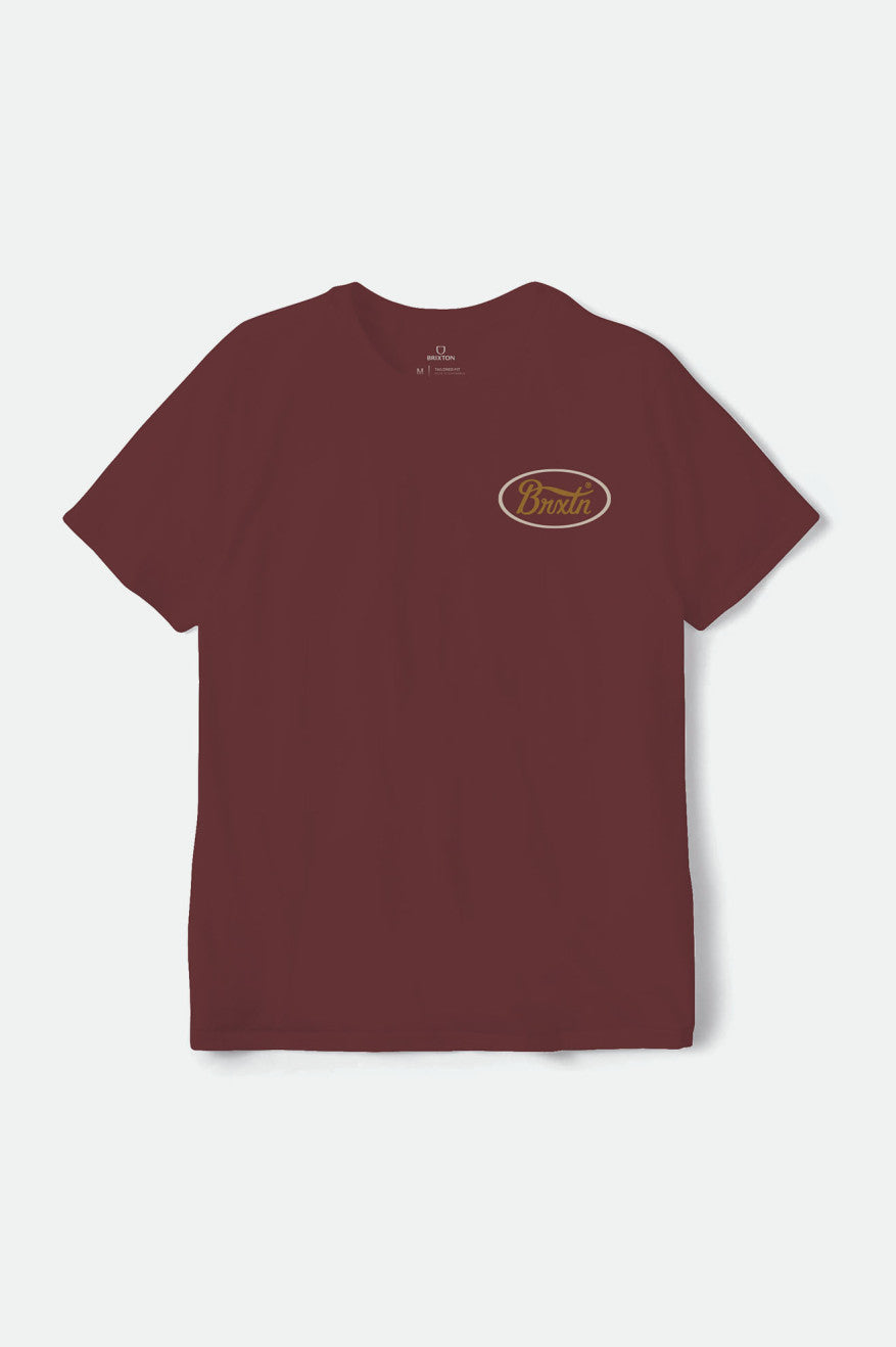 Parsons S/S Tailored Tee - Dark Burgundy/Golden Brown/Beige