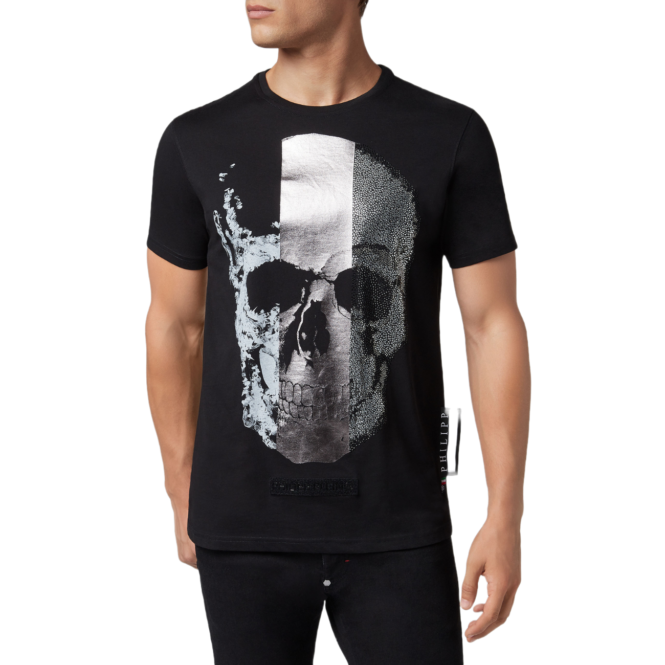 Philipp Plein Platinum Cut Round Neck Skull Men's T-Shirt